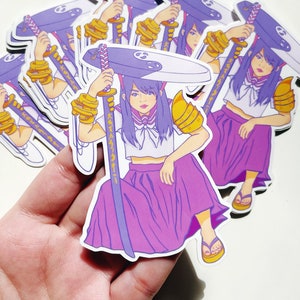 Purple School Girl Samurai Sticker - Zero808w’s DTIYS - Die Cut - Illustration - CosmicStardustArt