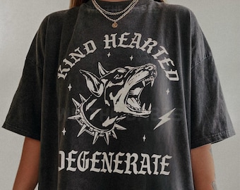 Kind Hearted Degenerate Tee, feminist girl power tshirt, vintage inspired graphic tee