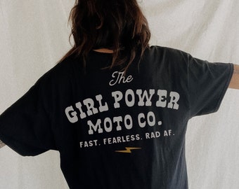 Girl Power Moto Co Tee, Feminist trendy woman power women’s rights shirt, grunge comfort colors tee