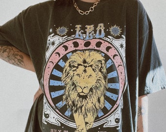 Leo Zodiac Graphic Tee | Comfort Colors Tee | Retro Shirt | Vintage Inspired Tee