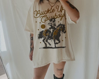 Buckle Up Cowboy Tee, Western trendy country t shirt, comfort colors tee, horse shirt, cowgirl shirt