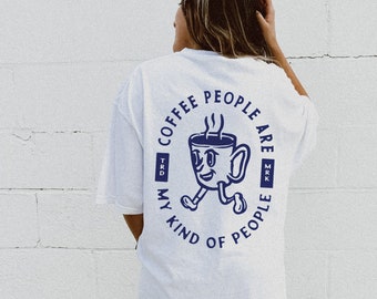 Coffee People are my kind of people Retro Vintage Graphic Tee | Wolf Shirt | Comfort Colors Shirt | Aesthetic VSCO tee