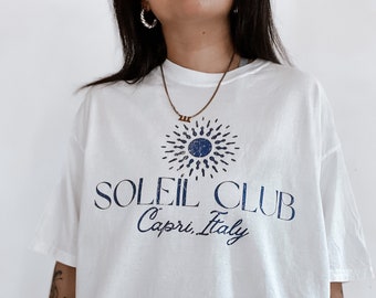 Soleil Club Tee, Beach summer shirt, Vacation tee, comfort colors tee, aesthetic t shirt