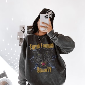 Feral Femme Society Vintage Washed Crew, Comfort colors sweatshirt, grunge boho feminist girl power sweatshirt