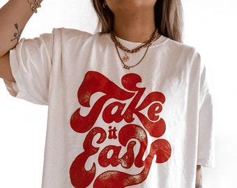 Take it Easy Bohemian Retro Vintage Comfort Colors Graphic Tee | Retro Graphic Tee | Grunge Hippie Boho Graphic Tee