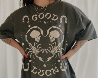 Good Luck Vintage Inspired Retro Western Graphic Tee, Comfort colors trendy aesthetic graphic t shirt