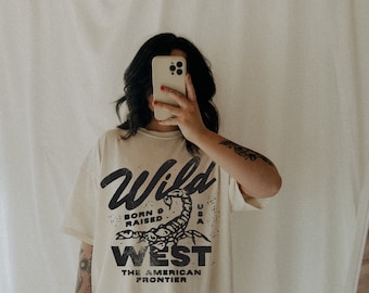 Wild West Tee, Trendy Aesthetic Cowgirl Vintage Inspired Western Tee, Comfort Colors Graphic tshirt