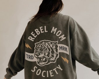 Rebel Mom Society Vintage Crewneck, Comfort colors sweatshirt, trendy aesthetic mom sweatshirt, gift for mom, Mother’s Day