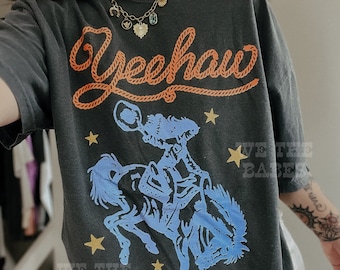 Yeehaw Cowgirl Tee, Trendy aesthetic western graphic tee, women’s graphic tshirt