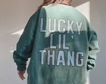 Lucky Lil' Thang Comfort Colors Crewneck, Trendy St Patrick’s Day Sweatshirt, Aesthetic vintage inspired sweatshirt