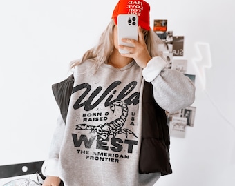 Wild West Crewneck, Aesthetic western boho sweatshirt, hippie retro vintage inspired sweatshirt