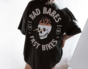 Camiseta Rad Babes Fast Bikes, camiseta de inspiración vintage de moda de colores cómodos, camiseta retro boho hippie