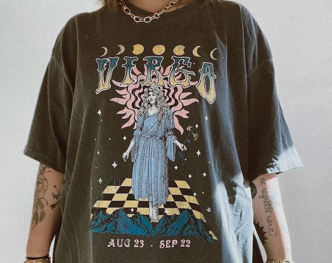 Virgo Zodiac Graphic Tee | Comfort Colors Tee | Retro Shirt | Vintage Inspired Tee