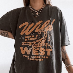 Wild West Western Comfort Colors graphic tee boho hipster hippie shirt retro vintage inspired grunge shirt image 1