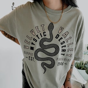 Velvet Valley Tee, Snake mystical boho graphic tee, trendy y2k aesthetic tee, comfort colors graphic tee