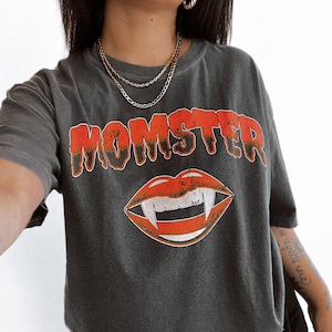 Momster Tee, Mom Halloween graphic tee, vintage inspired tee, comfort colors tee