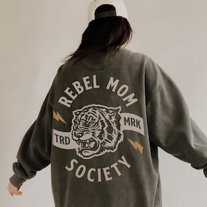 Rebel Mom Society Vintage Crewneck, Comfort colors sweatshirt, trendy aesthetic mom sweatshirt, gift for mom, Mother’s Day