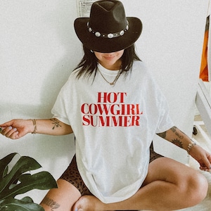 Hot Cowgirl Summer Tee, Comfort colors tee, cowgirl feminist shirt, western shirt, retro ree