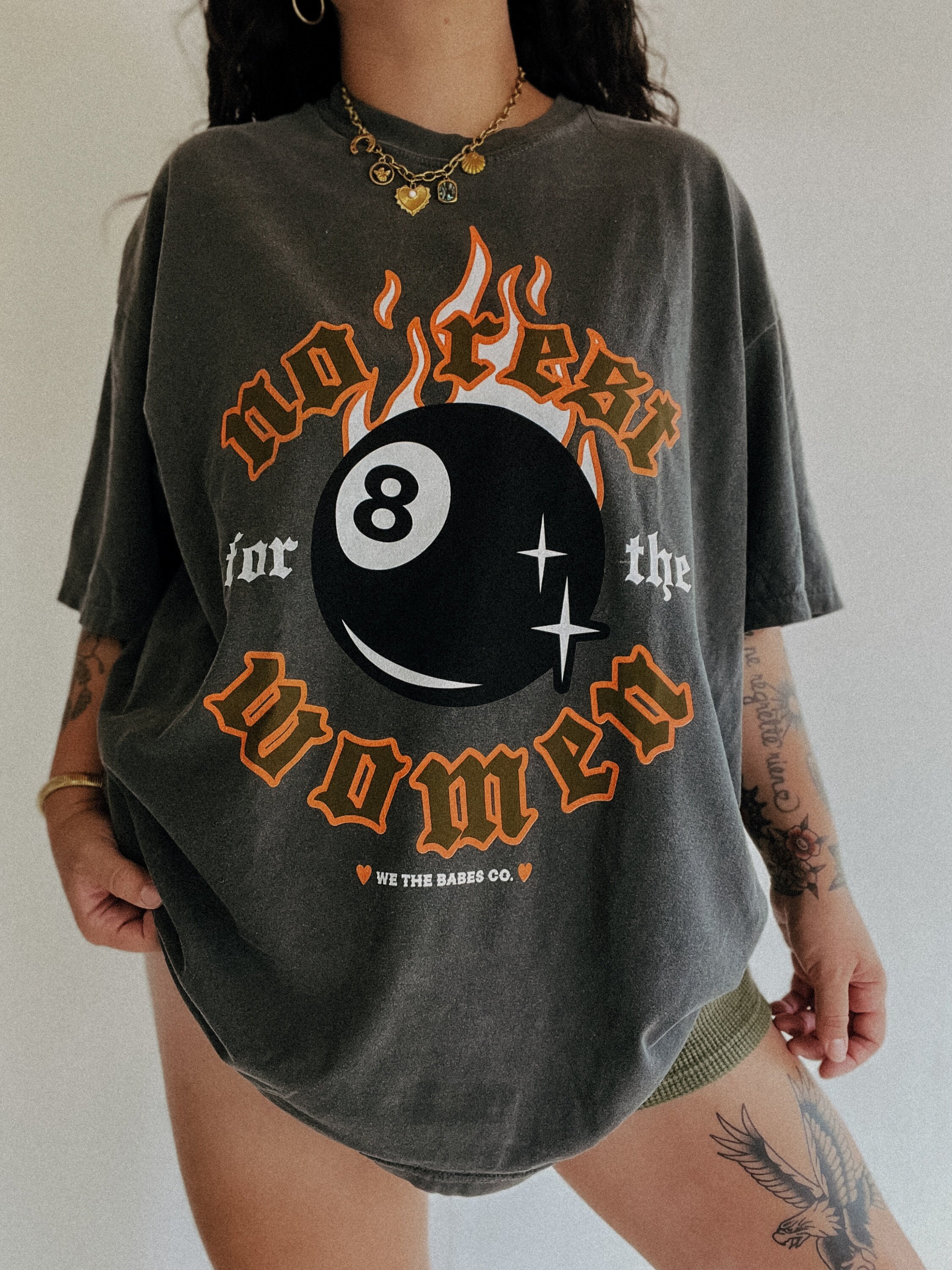 No Rest For The Women 8 Ball Tee, Trendy feminist girl power equal rights shirt, comfort colors graphic tee