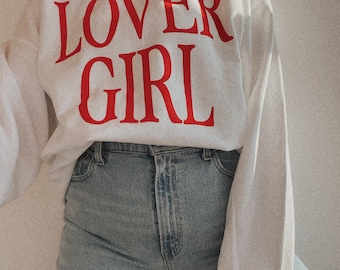 Lover Girl Crewneck, Aesthetic trendy valentines sweatshirt, vday sweatshirt