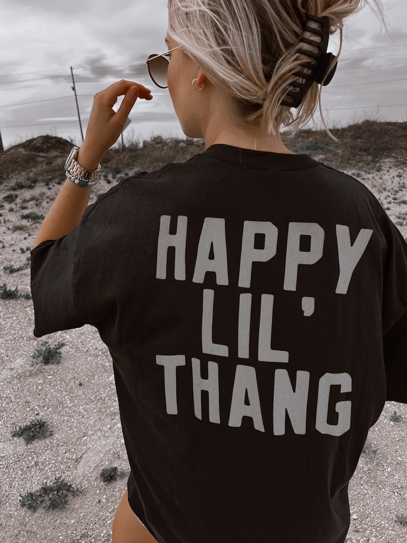 Happy Lil' Thang Tee, Aesthetic Retro Vintage Inspired Graphic Tee, Comfort colors shirt image 1