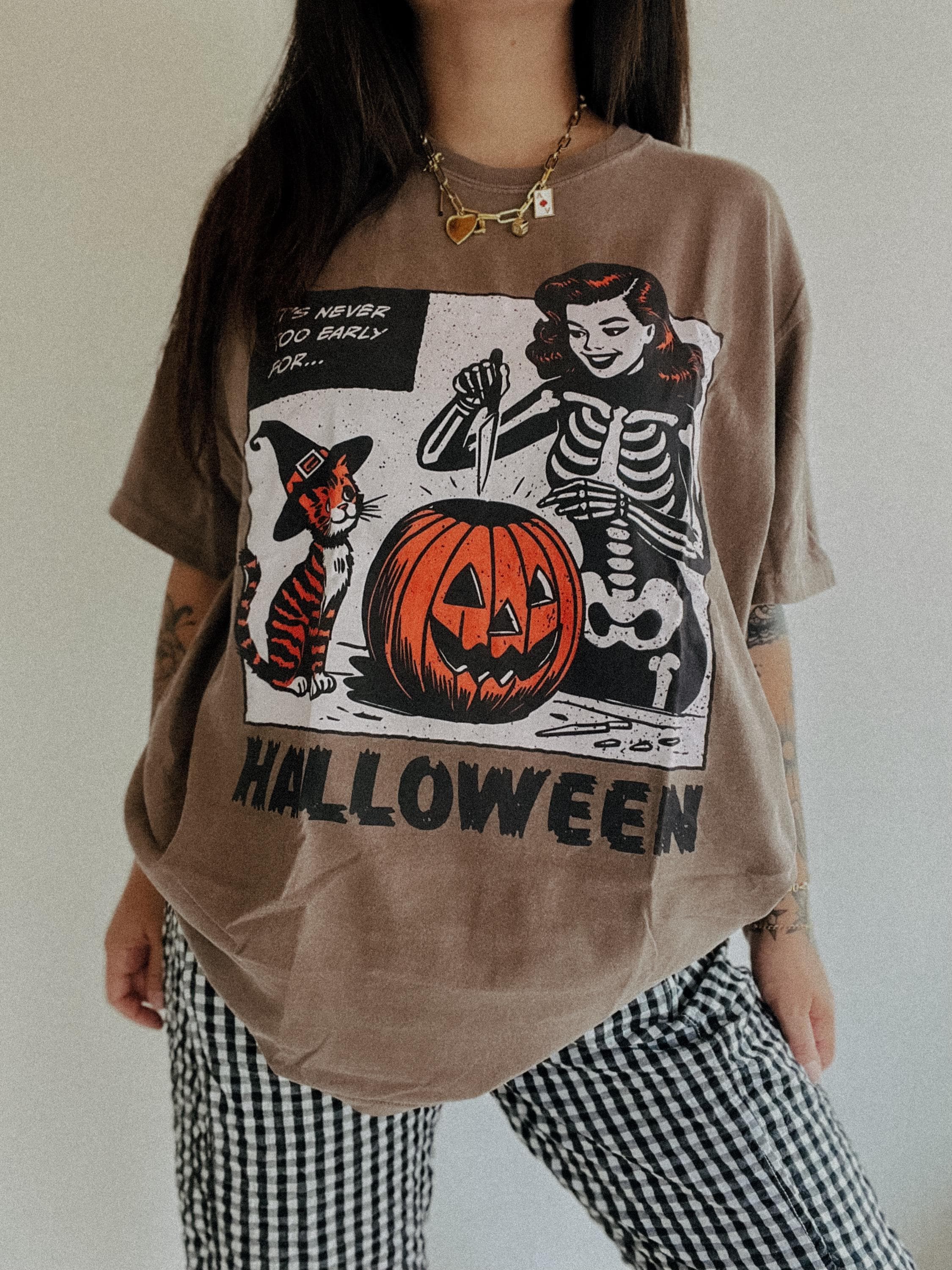 It's Never Too Early For Halloween Tee, Trendy aesthetic feminist Halloween shirt, vintage inspired Halloween graphic tee