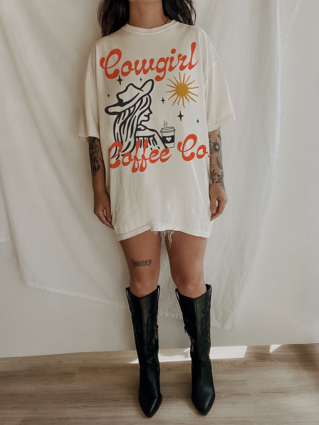 Cowboy Rodeo Western Tee - Mocha
