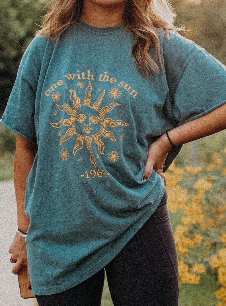 One With The Sun Oversized Graphic Tee Sun Moon shirt Boho | Etsy