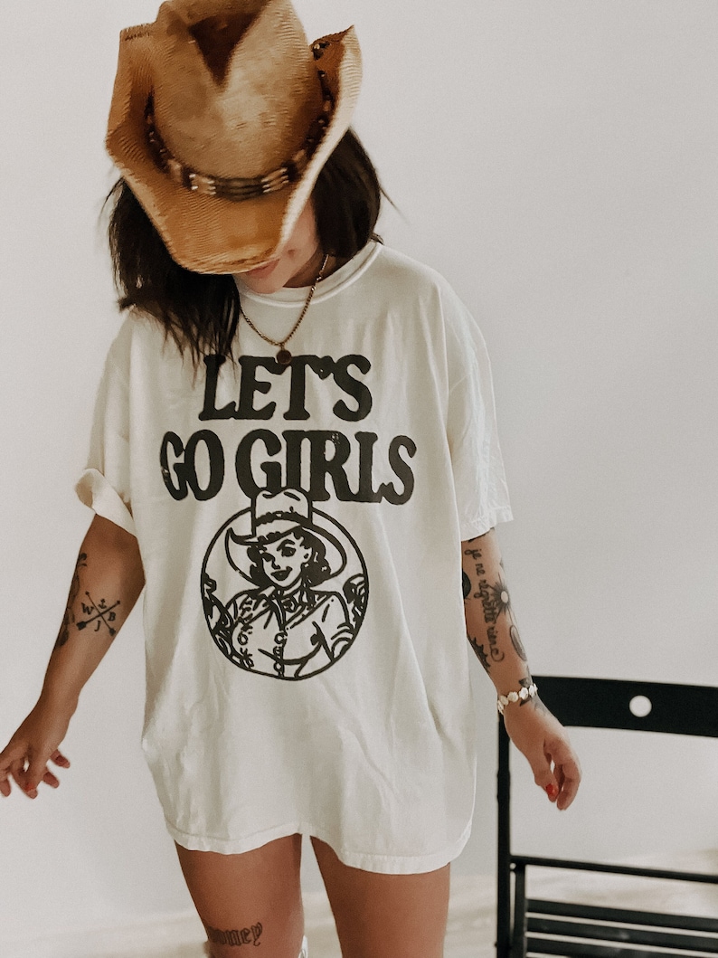 Lets Go Girls Tee, Western Cowgirl Tee, Cowboy rodeo tee, Nashville tee, Bachelorette shirt image 1