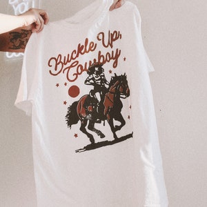 Buckle Up Cowboy Tee, Western trendy country t shirt, comfort colors tee, horse shirt, cowgirl shirt image 8