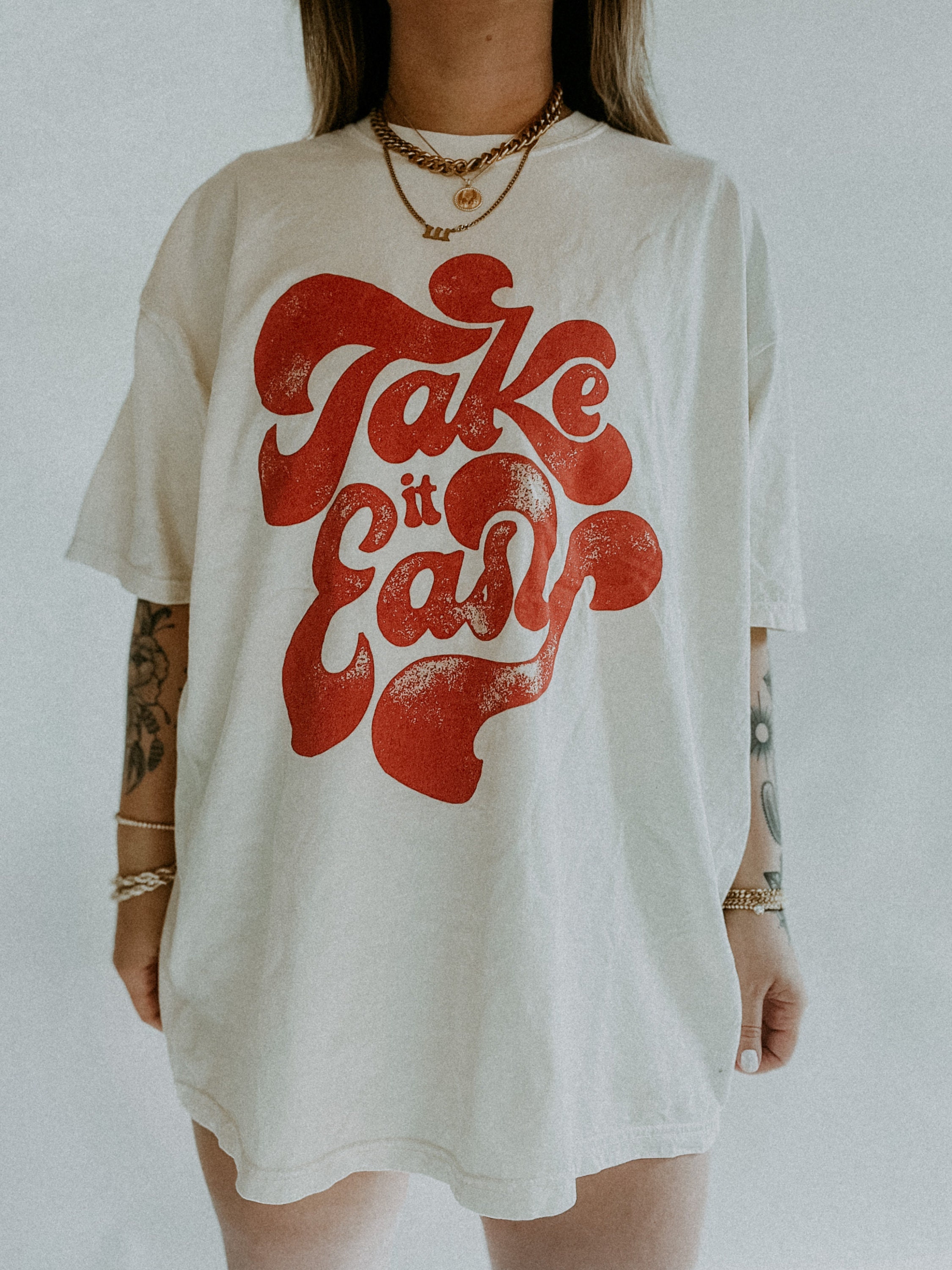 Take It Easy Bohemian Retro Vintage Comfort Colors Graphic Tee 