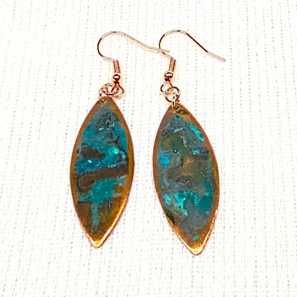 Copper Patina Willow Earrings