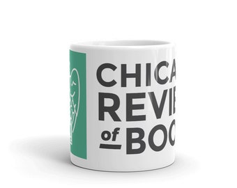 May include: White ceramic mug with a green and white design. The mug features the text "Chicago Review of Books" in black.