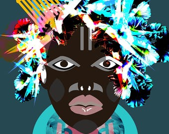 Black girl bunches for print