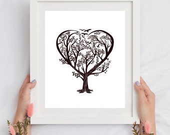 A1 Love Heart Tree Couple Together Poster Art Print 60 x 90cm 180gsm Gift #14950