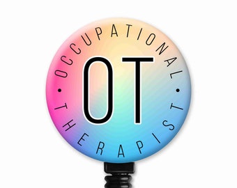 Multi-Colors Plain Simple OT Occupational Therapy Therapist Gift - Badge Reel
