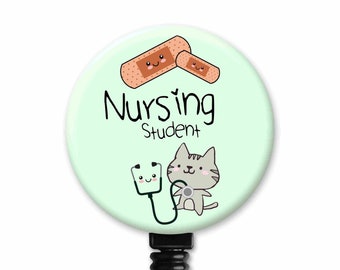 Cute Cat Nurse Nursing Student RN Gift - Badge Reel