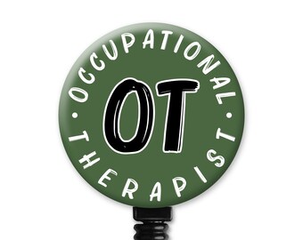 Simple Minimalistic Green OT Occupational Therapy Therapist Gift - Badge Reel