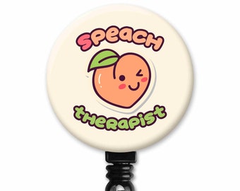 S-Peach Cute Peach Speech Therapy Therapist Pathologist Gift - Badge Reel