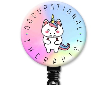 Unicorn 2 Adaptive Utensils Functional Friends Collection OT Occupational Therapy Therapist Gift - Badge Reel