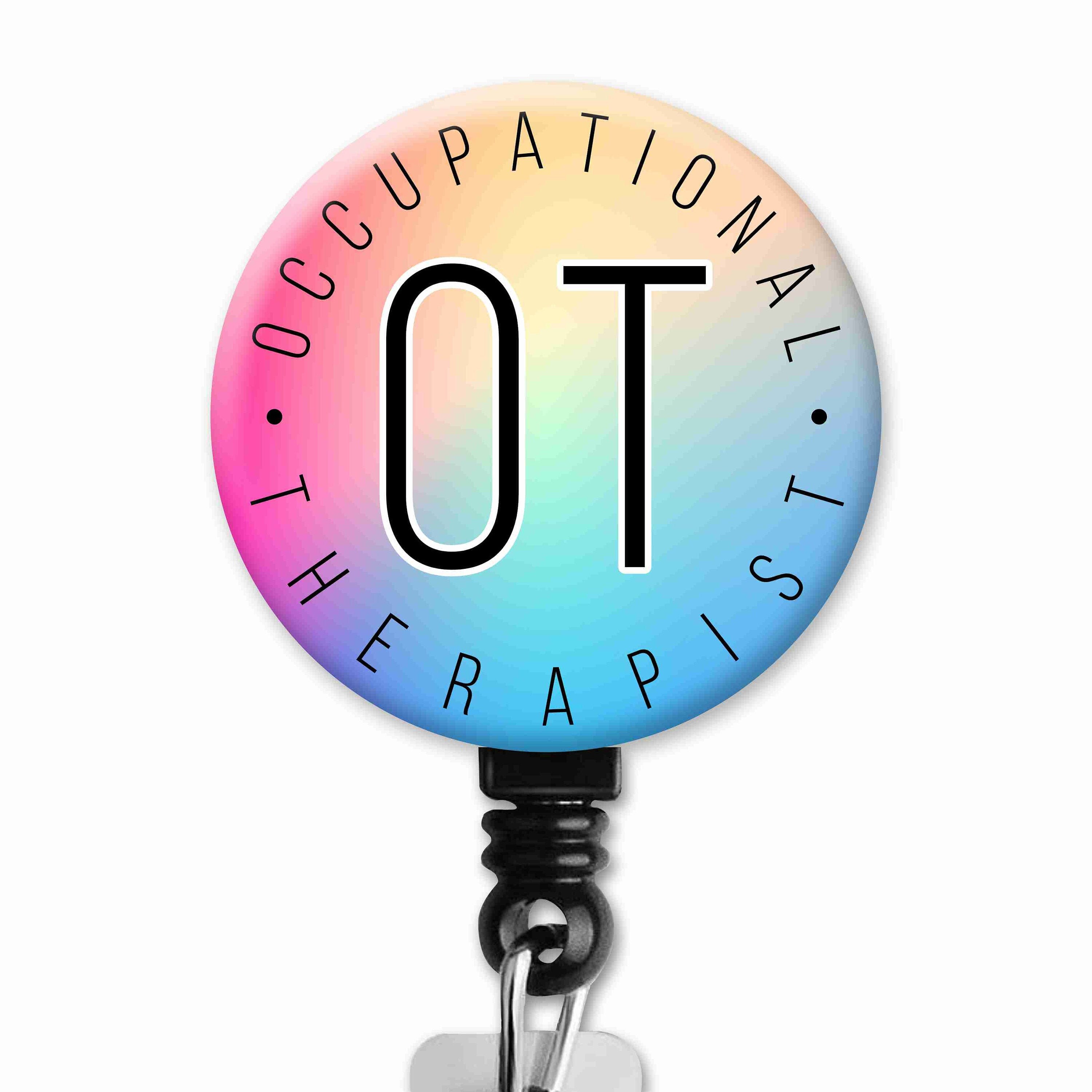 Badge Reel Pinback Button Keychain Plain Simple OT Abstract Watercolor Occupational Therapy Therapist Gift