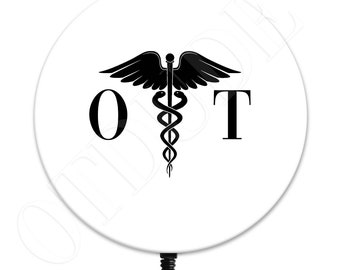 Classic Caduceus Medical OT Occupational Therapy Therapist Gift - Badge Reel