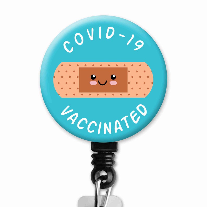 COVID Vaccinated Bandaid Nursing EMT Occupational Therapy Therapist Gift Badge Reel Pinback Button Keychain