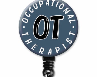 Simple Minimalistic Blue OT Occupational Therapy Therapist Gift - Badge Reel