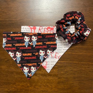 The Shining - Redrum - Grady Girls - Halloween - Over the Collar Handmade Reversible Pet Bandana w/ optional Scrunchies