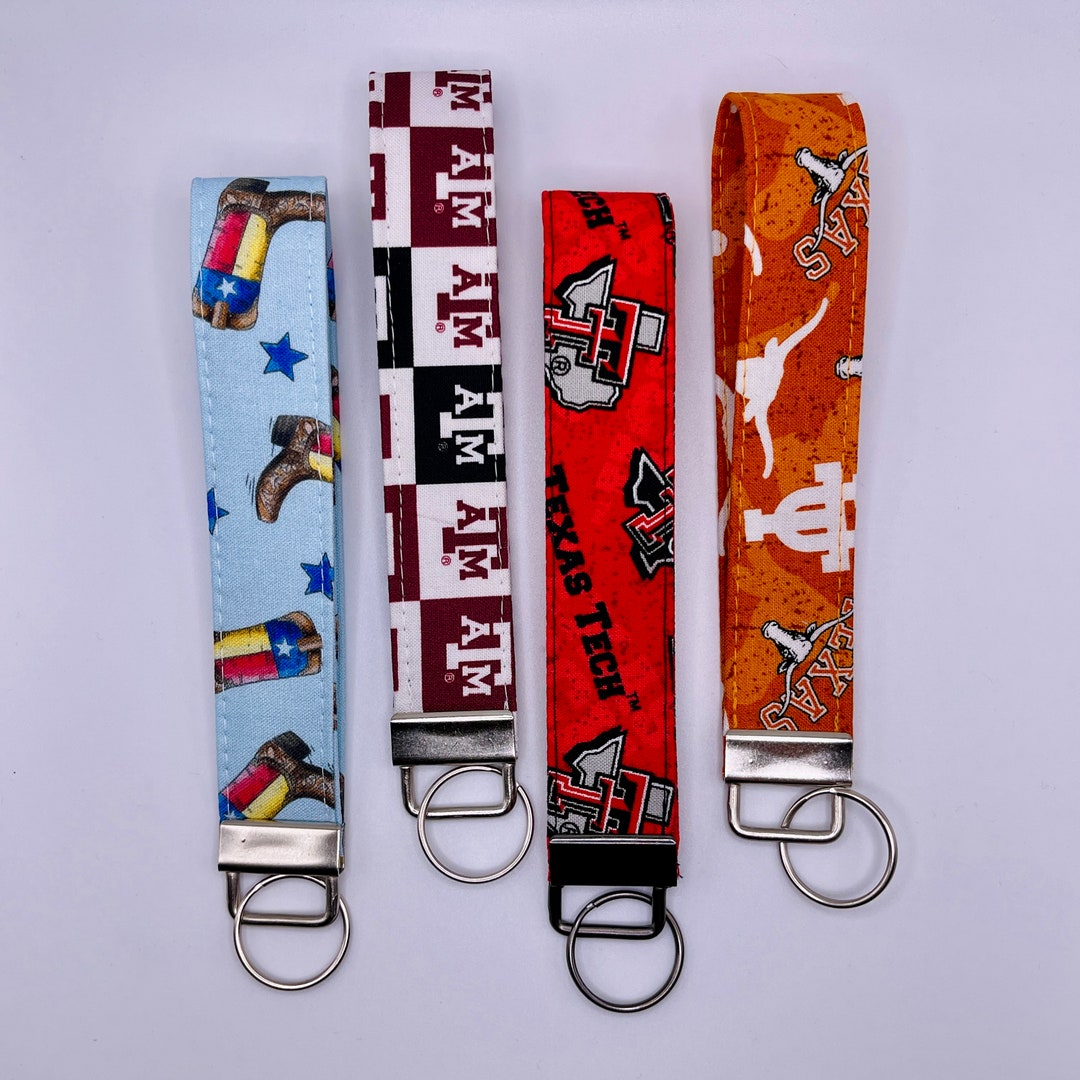 Texas Colleges Texas Tech Texas A&M Wristlet Keychain Key Fob Fabric ...
