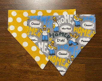 Homer Simpson - D’oh! - The Simpsons - Over the Collar Handmade Reversible Pet Bandana