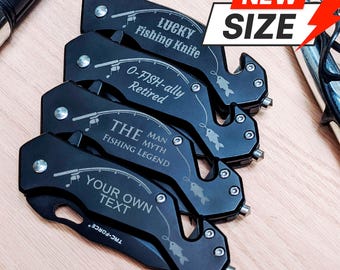 Engraved Fisherman Folding Knife: Personalized Fishing Gift