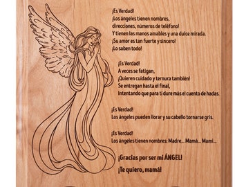 Engraved Wood Plaque, Spanish Mothers Day Gift, Latina Poem for Mom 7x9"