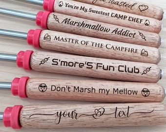 Personalized Marshmallow Roasting Fork: Engraved Campfire S'more Sticks